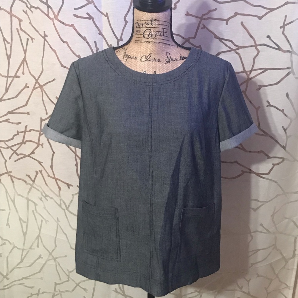 HALOGEN DENIM SHIRT WITH FRONT POCKETS